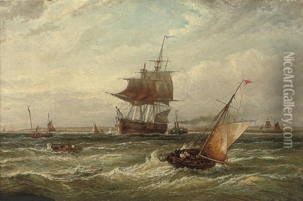 Congested Waters In The Channel Oil Painting - George Chambers