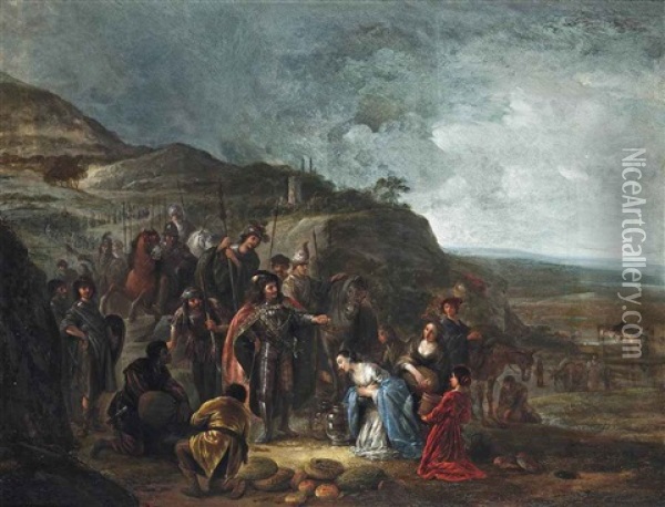 The Meeting Of David And Abigail Oil Painting - Jacob Jacobsz de Wet the Younger