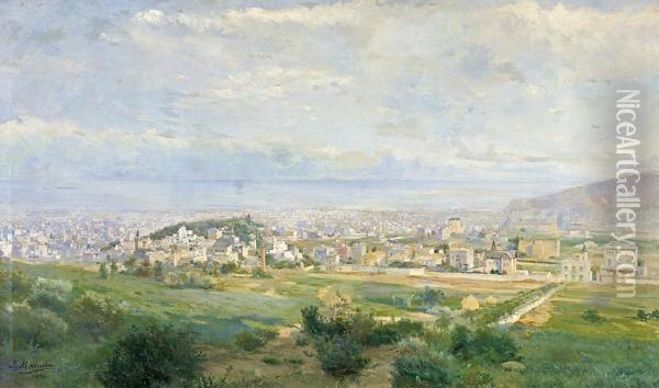 Vista De Barcelona Oil Painting - Francisco Masriera y Manovens