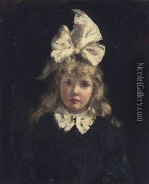 The Yellow Bow Oil Painting - Robert Gemmell Hutchison