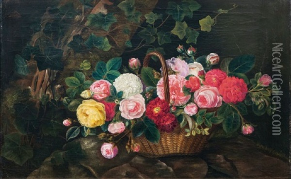 Blumen In Einem Korb Oil Painting - Otto Didrik Ottesen