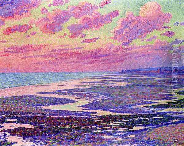 The Beach at Ambleteuse at Low Tide Oil Painting - Theo van Rysselberghe