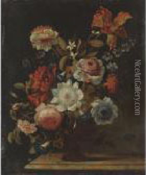 Still Life With Flowers Oil Painting - Frans Werner Von Tamm
