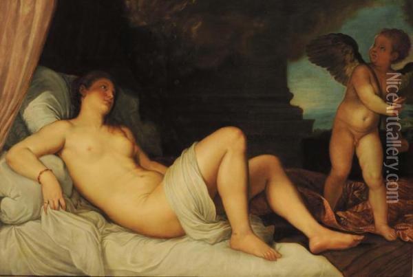 Giove E Danae Oil Painting - Tiziano Vecellio (Titian)