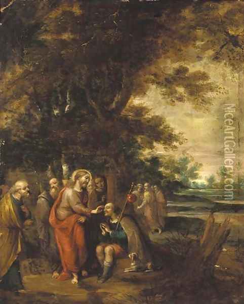 Christ healing the blind man Oil Painting - Frans II Francken