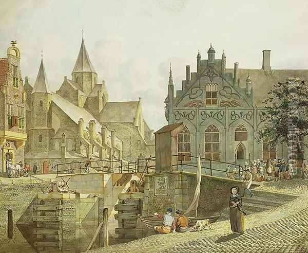 The Canal Lock, 1797 Oil Painting - Johannes Huibert Prins