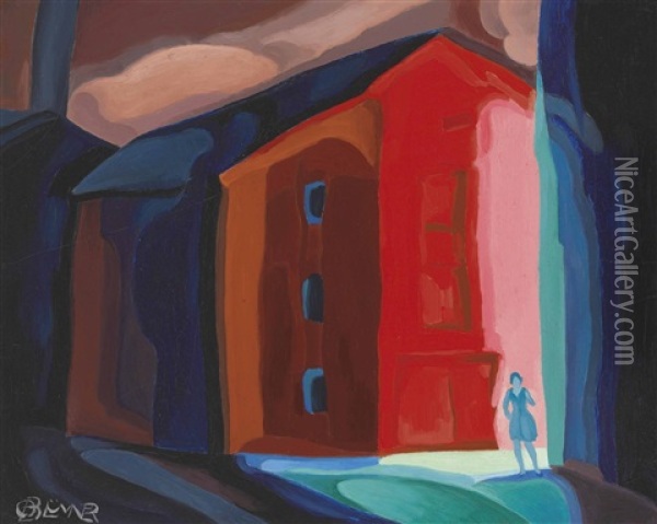 A Moment In Another Town Oil Painting - Oscar Florianus Bluemner
