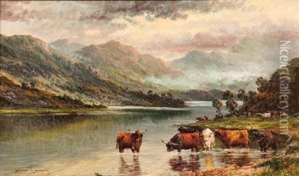 Loch Elk Oil Painting - William Langley