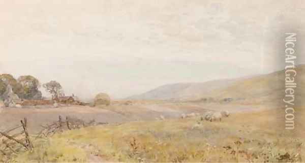 'Down pastures-Sussex' Oil Painting - Ernest Albert Waterlow