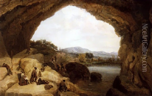 Vista De La Cueva Llamada Del Gato Oil Painting - Manuel Barron y Carrillo