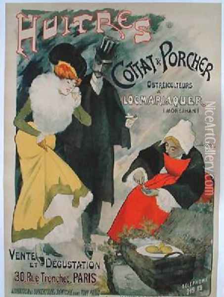 Poster advertising oysters from Cottat and Porcher Oil Painting - Camille Meyer