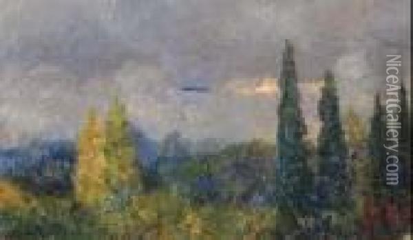 Impressione No. 1 Paesaggio Con Alberi Oil Painting - Ulisse Caputo