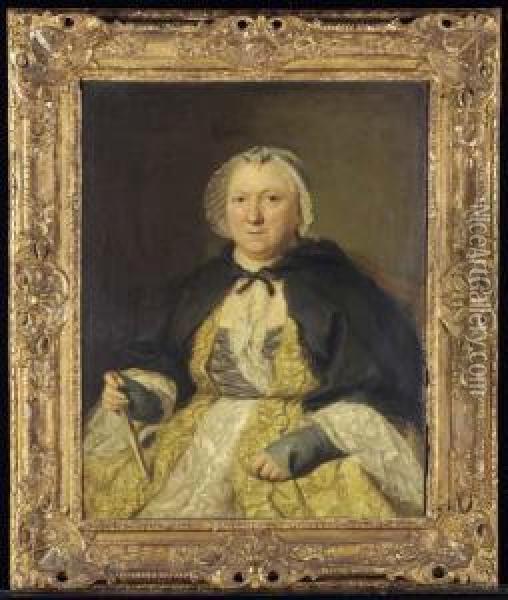 Portrait De Madame Crozat Oil Painting - Jacques Andre Joseph Aved