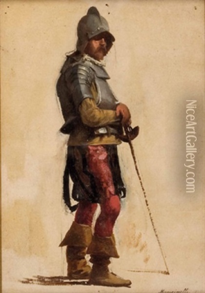 Stehender Musketier Oil Painting - Giuseppe Mancinelli
