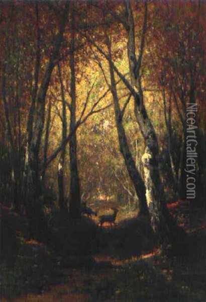 Wildwechsel Oil Painting - Ernst Albert Becker