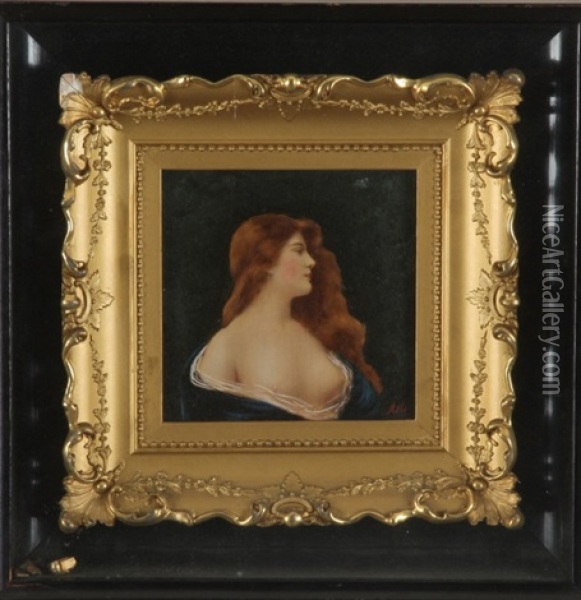 Portrait Of Red Haired Woman Oil Painting - Angelo Asti