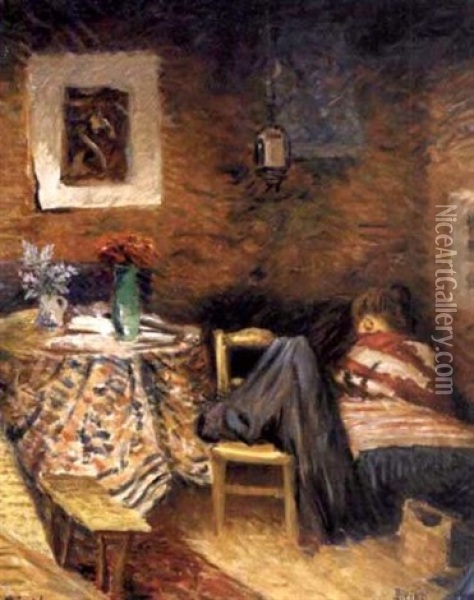 Hvilende Kvinne Oil Painting - Karl Edvard Diriks