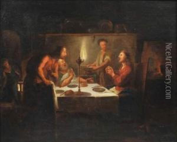 Le Christ Et Les Pelerins D'emmaus Oil Painting - Jean Francois de Troy