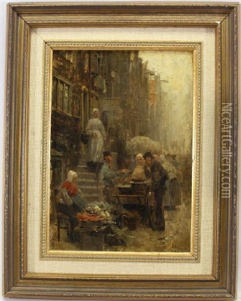 Street Scene Oil Painting - Otto Eckmann