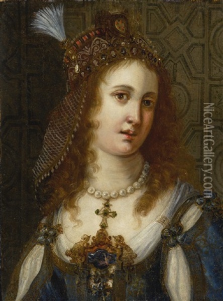 Portrait Of Virginia De' Medici (1568-1615) Oil Painting - Jacopo Ligozzi