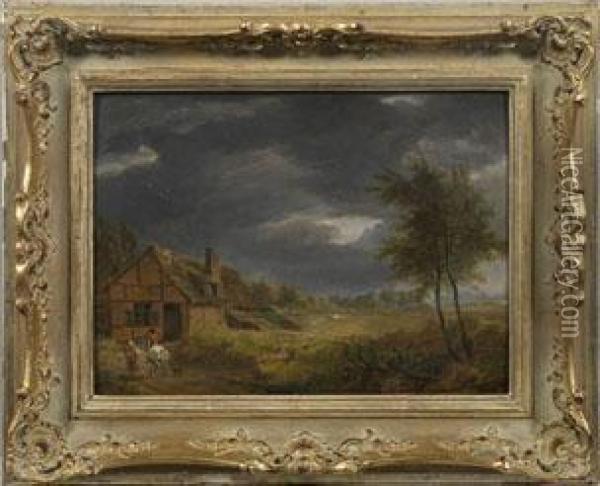 Abendliche Landschaft Mit Gewitterstimmung Oil Painting - Pieter Frans Ii De Noter