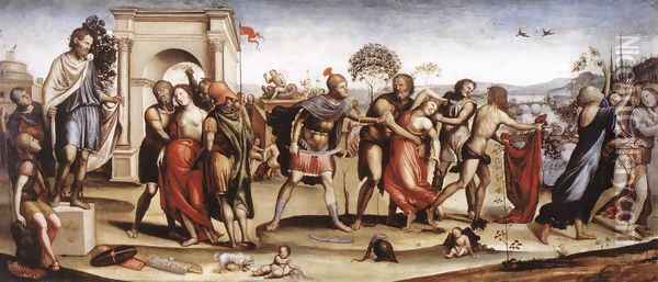 The Rape Of The Sabine Women 1506-07 Oil Painting - Il Sodoma (Giovanni Antonio Bazzi)