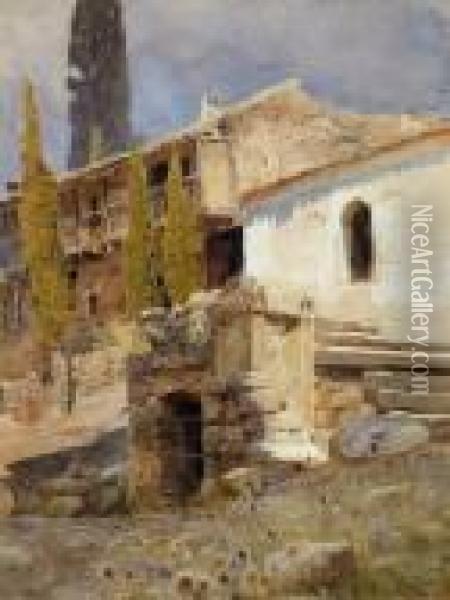 Altes Toskanisches Landhaus Oil Painting - Ludwig Rosch