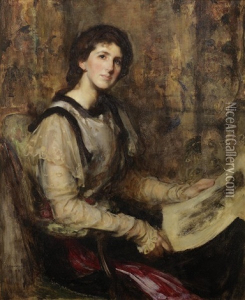 Portrait Of Mrs Senior (nee Hammersley) (1864-1943) Oil Painting - James Jebusa Shannon