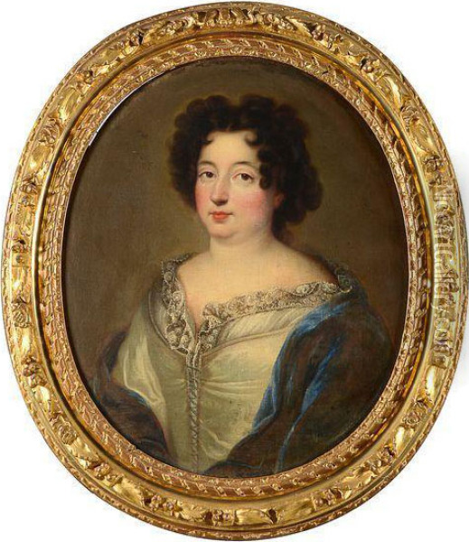 Portait De Marie Anne Christine Victoire De Baviere, Dauphine De France Oil Painting - Pierre Le Romain I Mignard