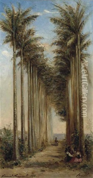 Allee De Palmiers Au Bresil Oil Painting - Charles Edmond Renault