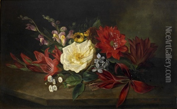 Bodegon De Flores Oil Painting - Jose Maria Bracho Murillo