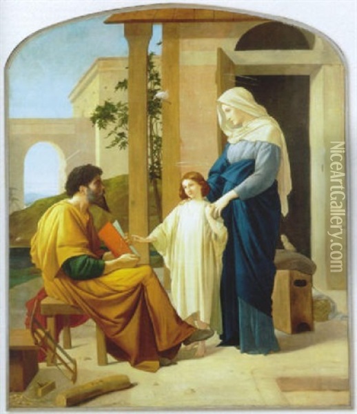 La Sainte Famille Oil Painting - Jacques Emile (Emile-Jacques) Lafon