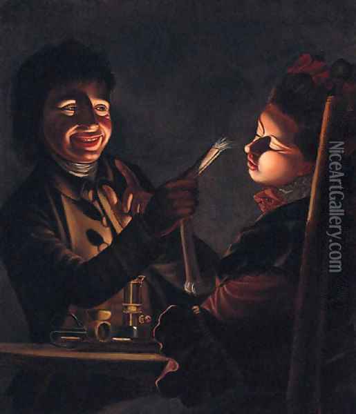 Children playing with a Candle Oil Painting - Henry Robert Morland