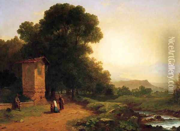 The Shrine - A Scene in Italy Oil Painting - John Frederick Kensett