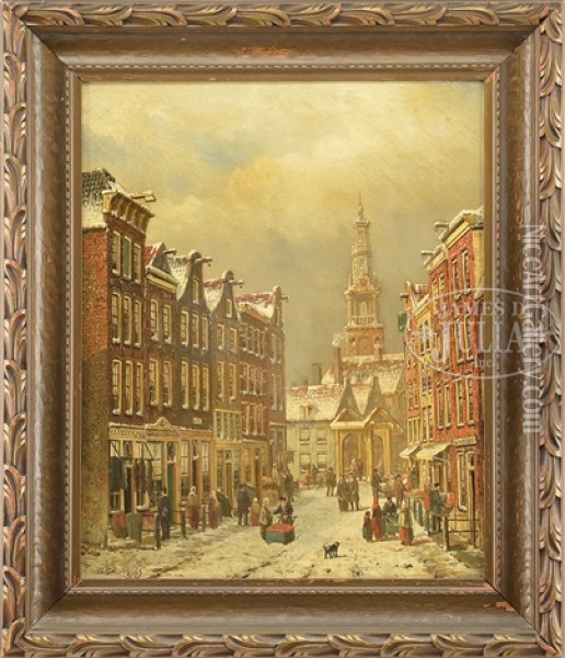 Amsterdam Street Scene Oil Painting - Oene Romkes De Jongh