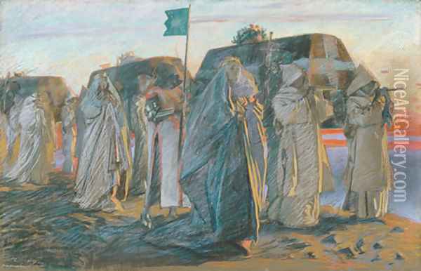 Dirge of the Three Queens 1895 Oil Painting - Edwin Austin Abbey