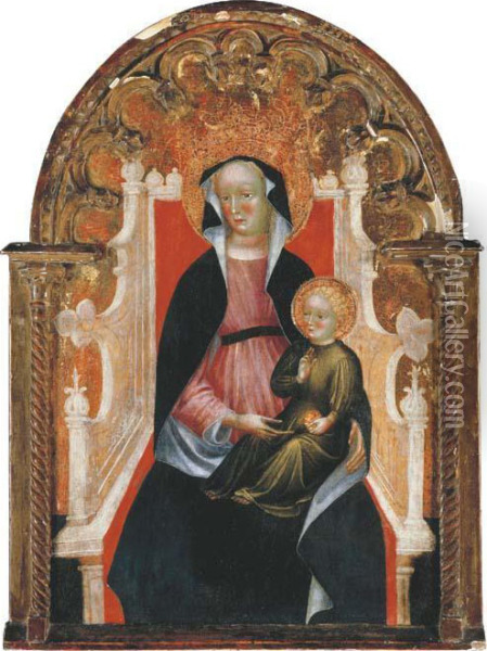 The Madonna And Child Enthroned Oil Painting - Antonio De Carro
