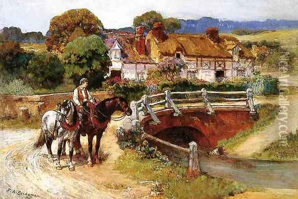 The Old Bridge, Normandy Oil Painting - Frederick Arthur Bridgman