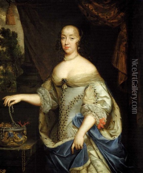 Portrait Of A Noblewoman Oil Painting - Louis Ferdinand Elle the Elder