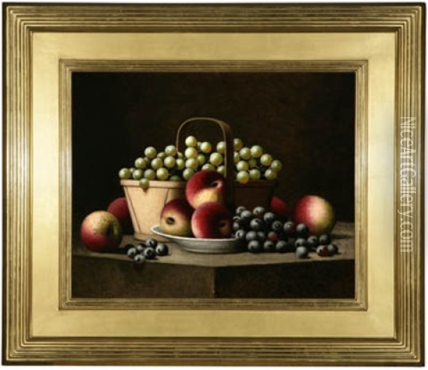 Still Life With Grapes And Apples Oil Painting - Barton S. Hays