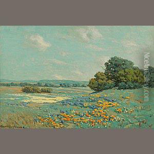 California Poppy Field Oil Painting - Granville Redmond