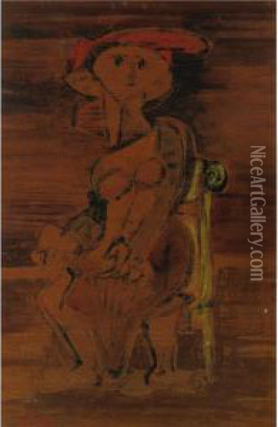 Woman In A Chair Oil Painting - Jankel Adler