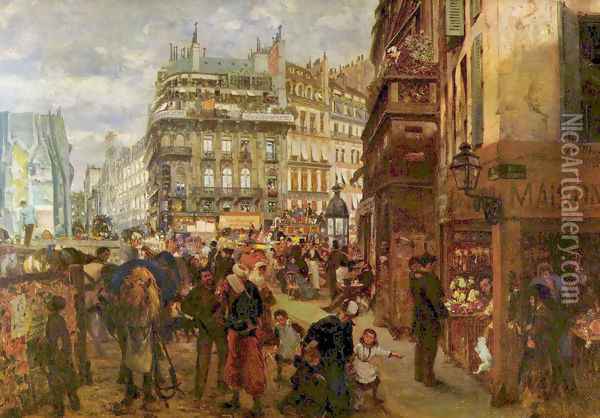 Weekday in Paris Oil Painting - Adolph von Menzel