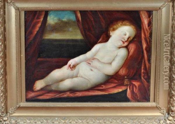 A Sleeping Child Oil Painting - Tiziano Vecellio (Titian)