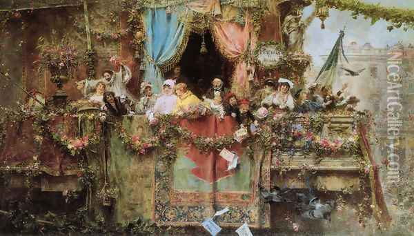 A Carnival In Rome Oil Painting - Jose Benlliure Y Gil