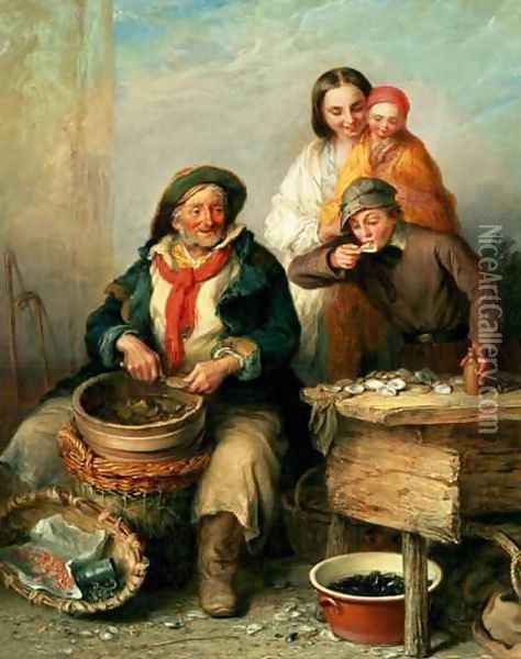 Oysters, Young Sir Oil Painting - Henry Perlee Parker