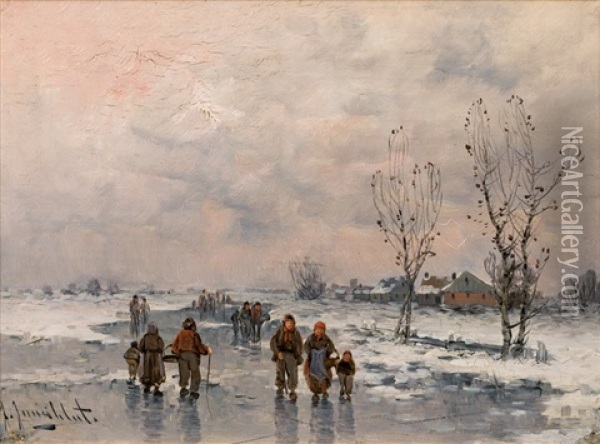 Winter Landscape Oil Painting - Johann Jungblut