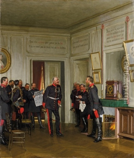 Der Kronprinz Empfangt General Von Weyhern In Versailles Oil Painting - Anton Alexander von Werner