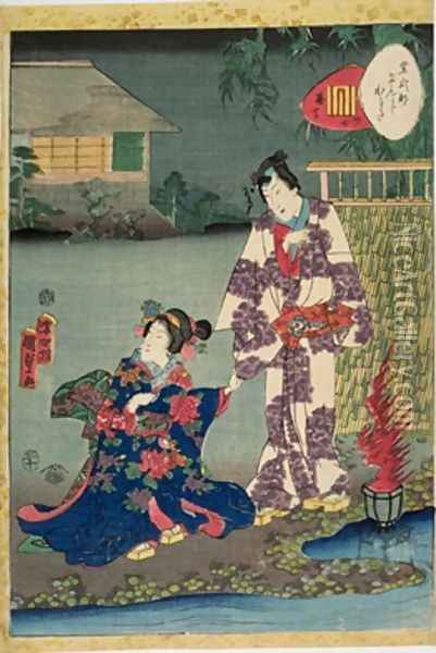 Kararabi Oil Painting - Utagawa Kunisada II