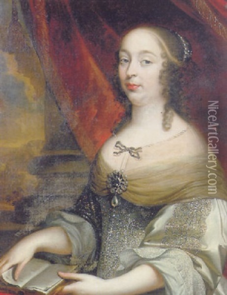 Portrait Of A Noblewoman (charlotte De Louigny?) Oil Painting - Pierre Mignard the Elder